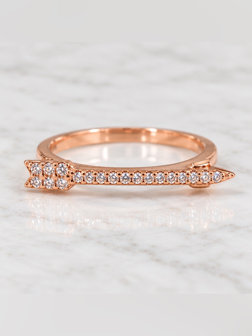 NIB New Directions Rose Gold Club Havana Arrow CZ Ring Size 7